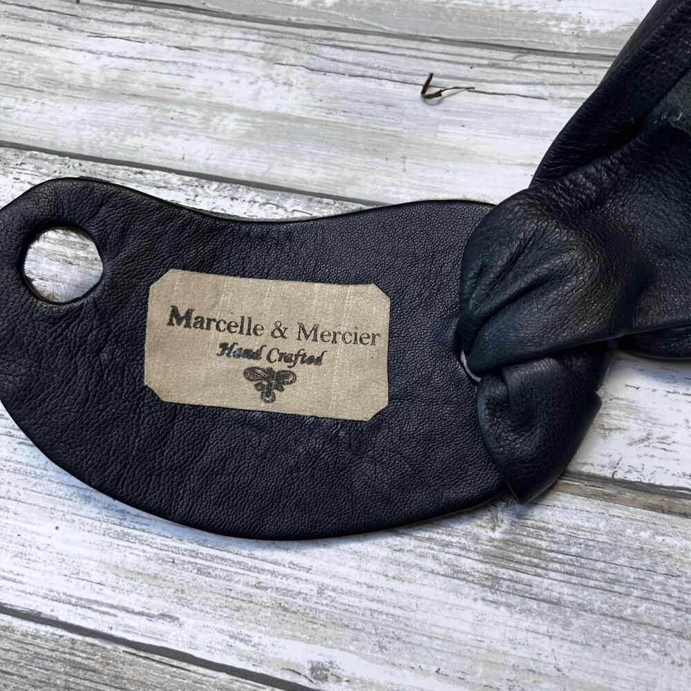Handmade Leather Belt OOAK Tie Wrap 41” Black Cheetah Faux Fur Mobwife Bohemian - Picture 8 of 8